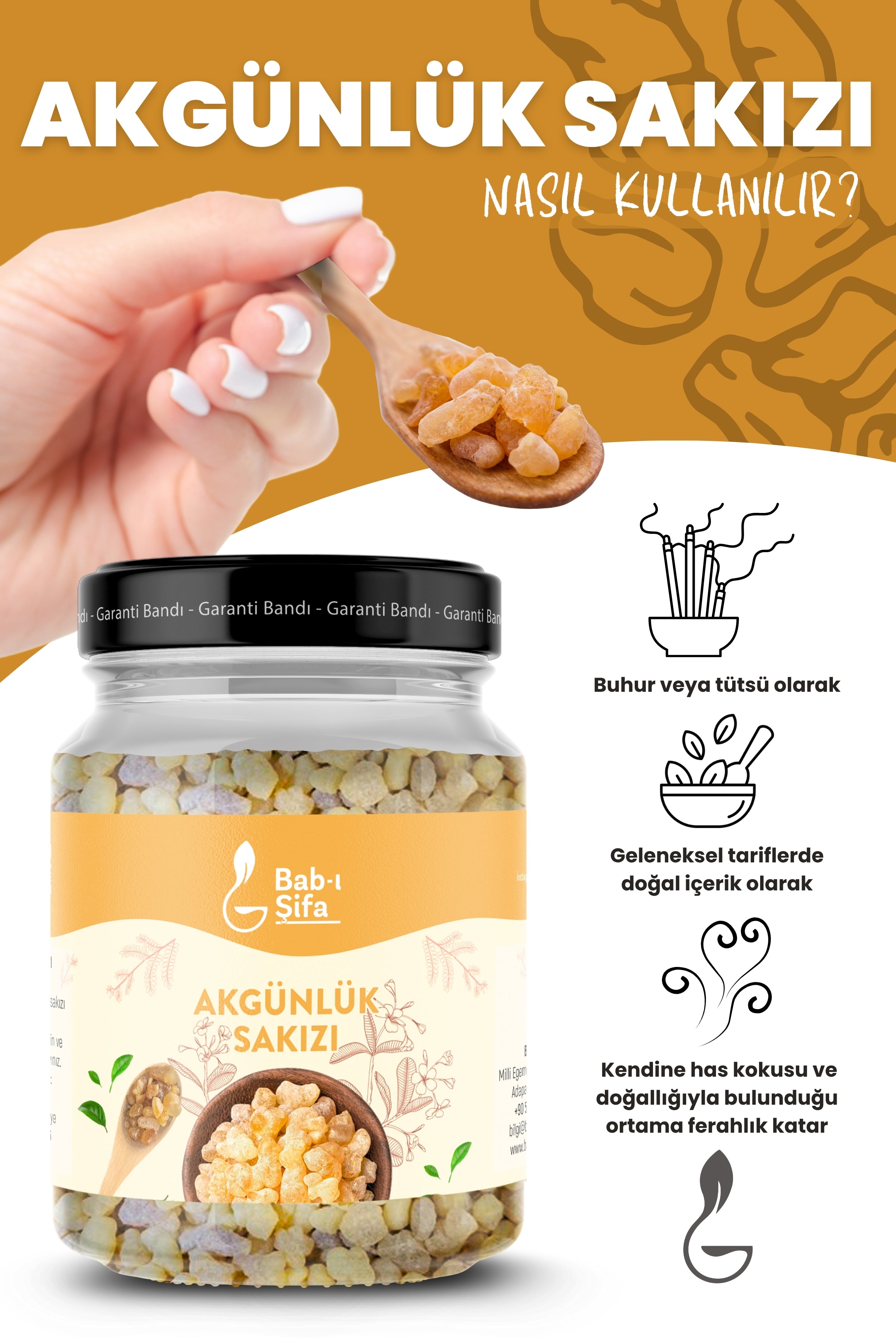Akgünlük sakızı Premium Akgünlük Sakızı (Boswellia Serrata) - %100 Saf ve Doğal - 60 gr