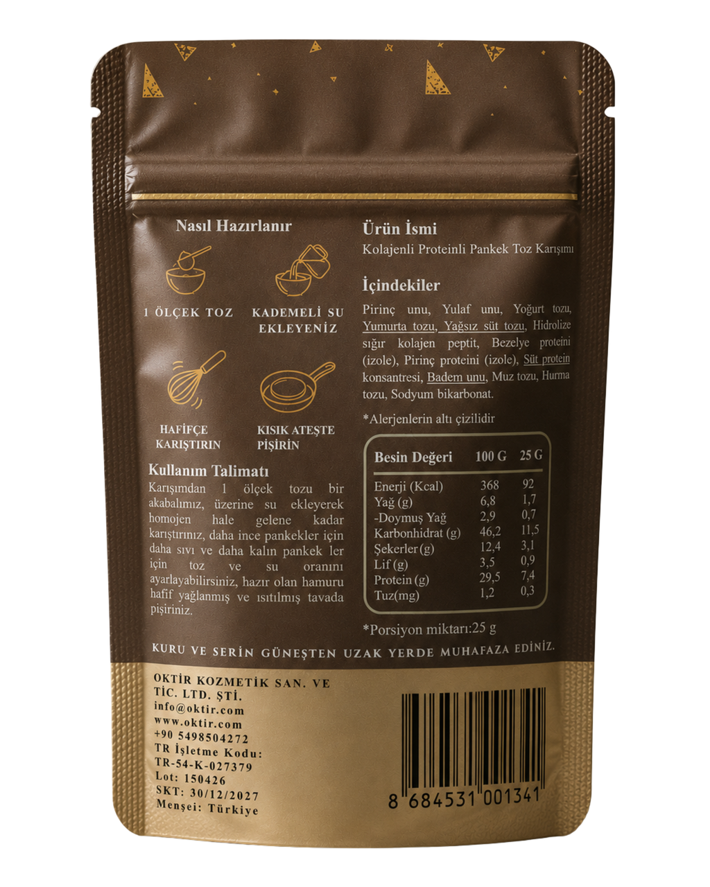 Kolajenli Proteinli Pankek Toz Karışımı – Şeker İlavesiz – Beyaz Un İçermez – 100 G