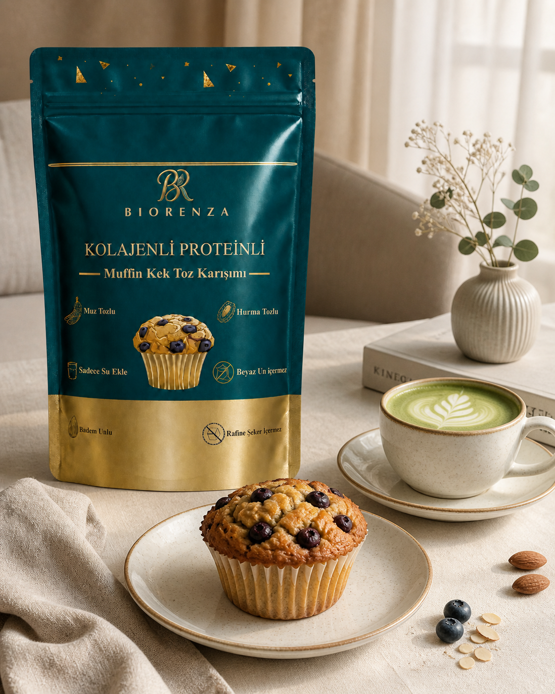 Kolajenli ve Proteinli Kakaolu Muffin Kek Karışımı – Yulaf Unlu – Hurma Tozlu – 100 G